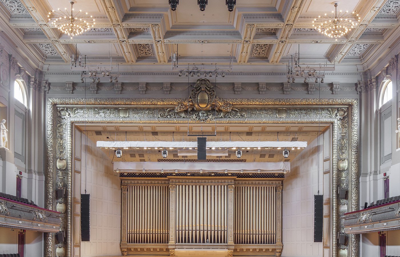 Empty interior of Boston Symphony Hall
